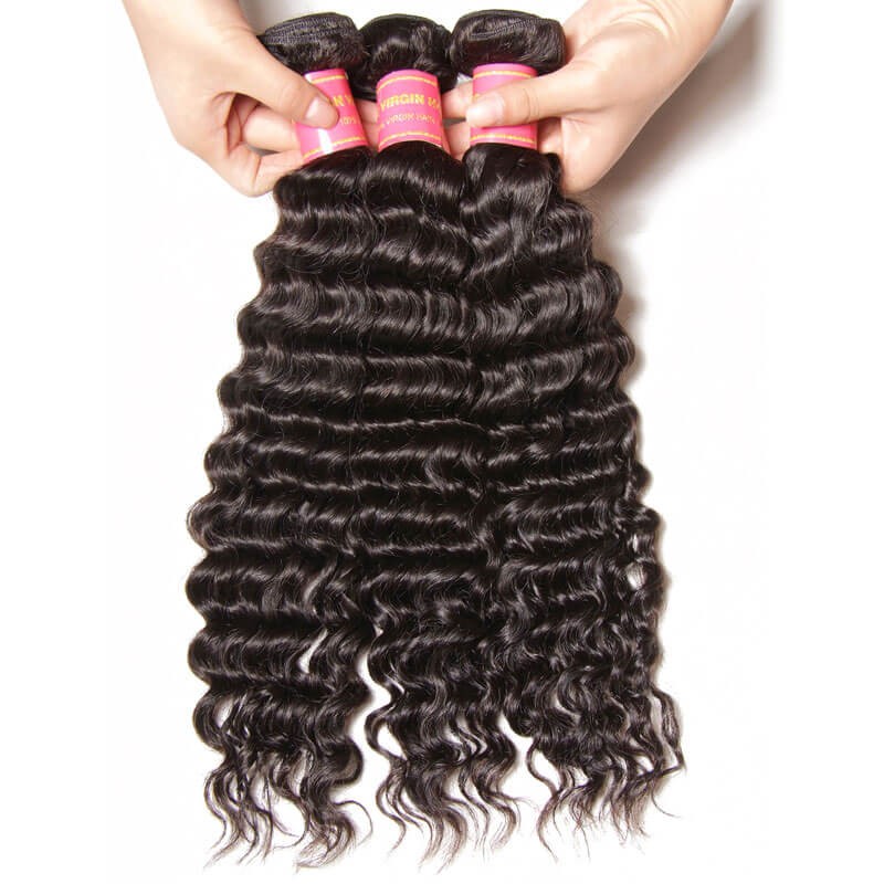 Idolra Quality Virgin Brazilian Deep Wave Hair 3 Bundles Unprocessed Brazilian Virgin Hair Soft Human Hair Weave